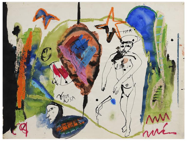 Catalogue raisonné, Norris Embry, Sans titre (Homme nu debout / USSR-USA), 1969