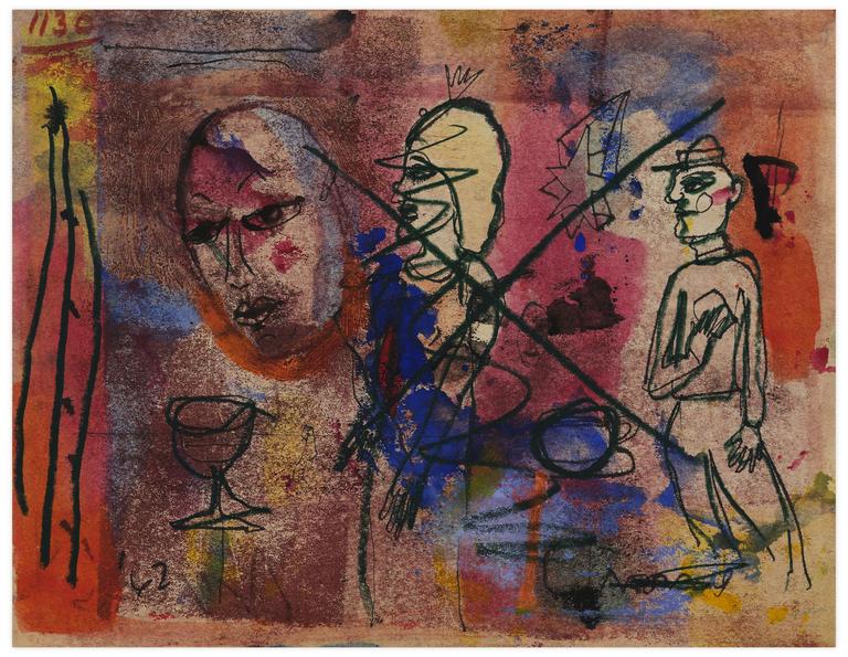 Catalogue raisonné, Norris Embry, Sans titre (Trois figures et verre), 1962