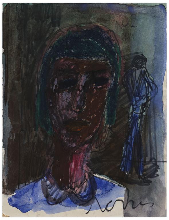 Catalogue raisonné, Norris Embry, Sans titre (Femme en buste et figure debout), 1962