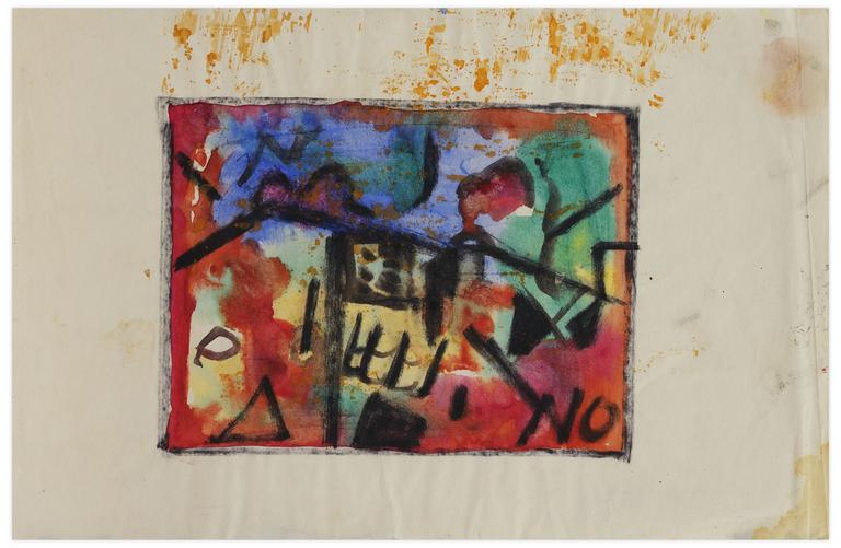 Catalogue raisonné, Norris Embry, Sans titre (Composition bleu et rouge, triange), 1969