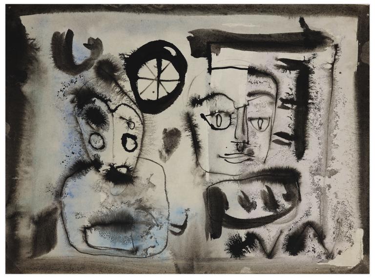 Catalogue raisonné, Norris Embry, Sans titre (Deux visages et roue), vers 1968-72