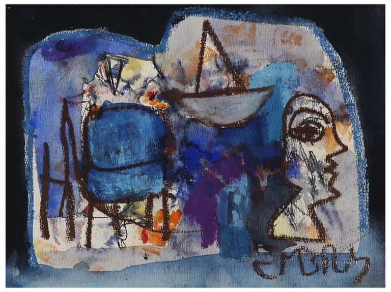 Catalogue raisonné, Norris Embry, Sans titre (Figure de profil et barque), vers 1975-77