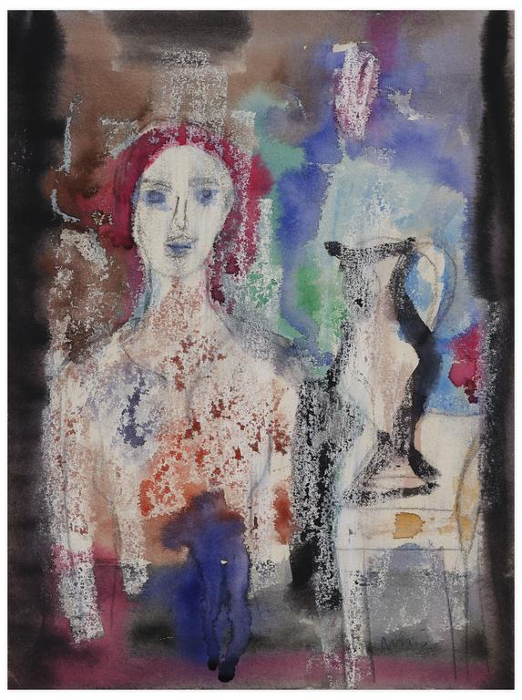 Catalogue raisonné, Norris Embry, Sans titre (Femme à mi-corps et pichet), vers 1966-68