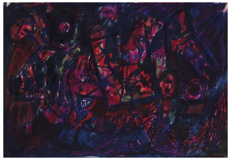 Catalogue raisonné, Norris Embry, Sans titre (Composition rouge, mauve), vers 1956