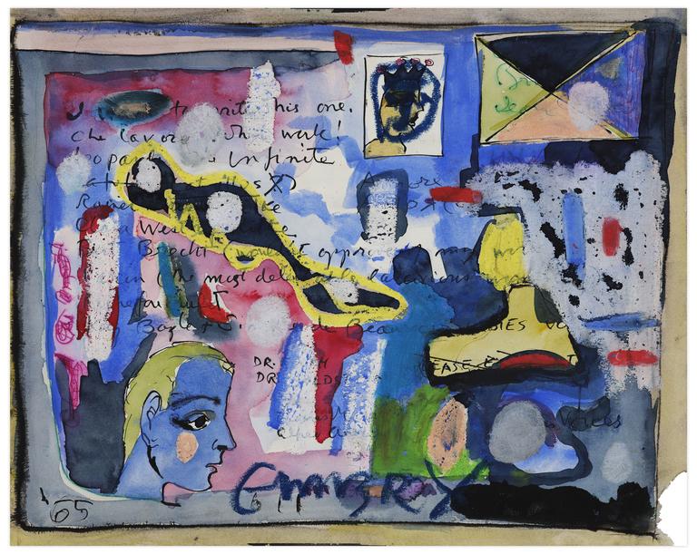 Catalogue raisonné, Norris Embry, Sans titre (Tête d'homme bleu de profil), 1965
