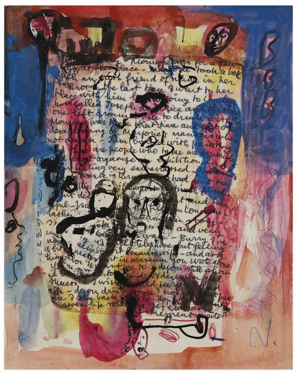 Catalogue raisonné, Norris Embry, Sans titre (Visages et lettre), vers 1962