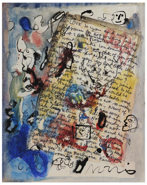 Catalogue raisonné, Norris Embry, Sans titre (Visages et lettre), 1962