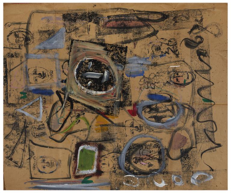 Catalogue raisonné, Norris Embry, Sans titre (Masque noir au nez blanc et neuf figures), 1968