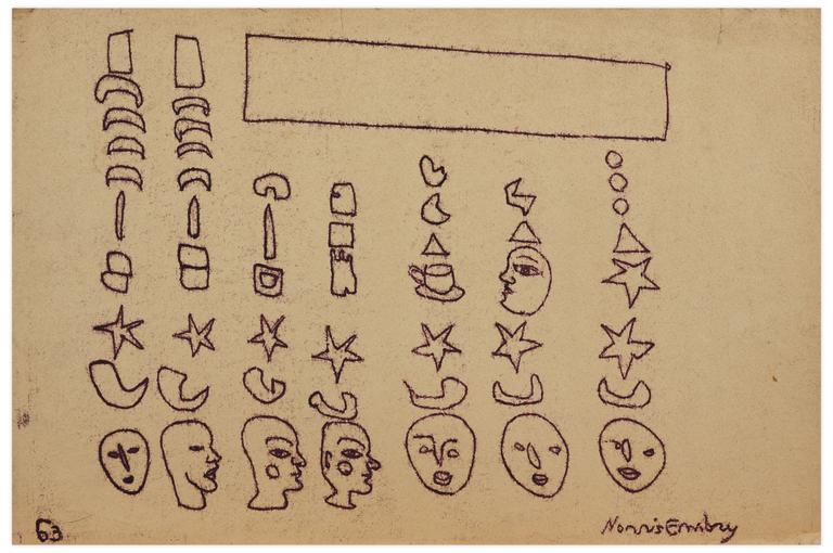 Catalogue raisonné, Norris Embry, Sans titre (Etoiles et masques), 1963