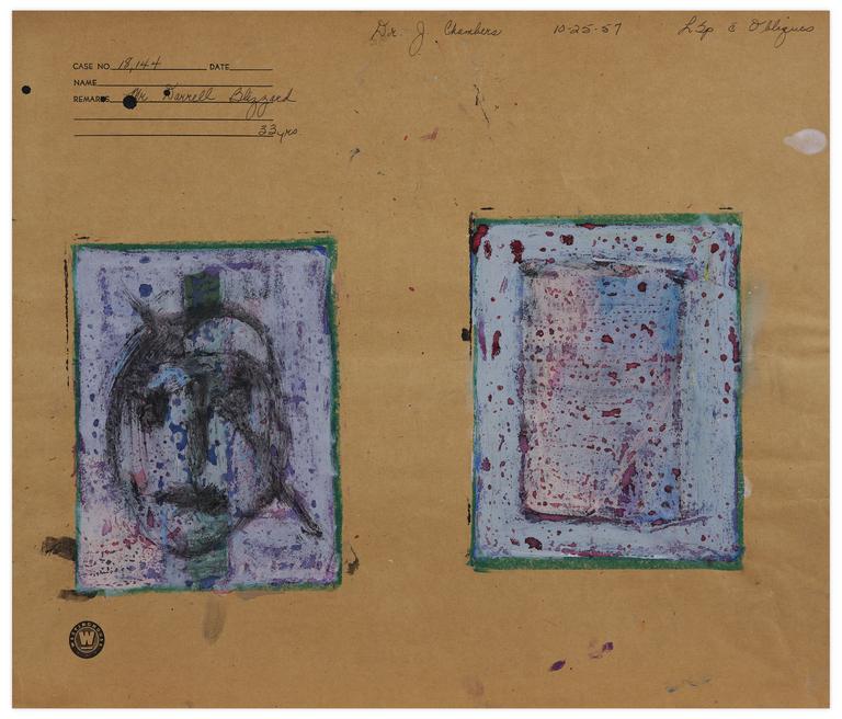 Catalogue raisonné, Norris Embry, Sans titre (Deux compositions: masque et abstraction), vers 1969-70