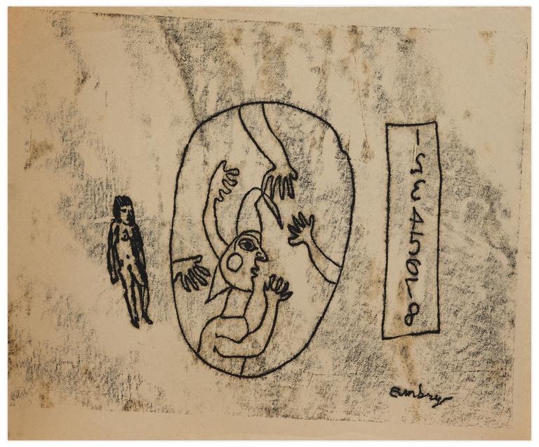 Catalogue raisonné, Norris Embry, Sans titre (Clown aux mains et femme nue), vers 1963