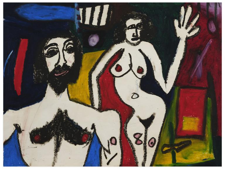 Catalogue raisonné, Norris Embry, Sans titre (Homme en buste, femme bras levé), 1980