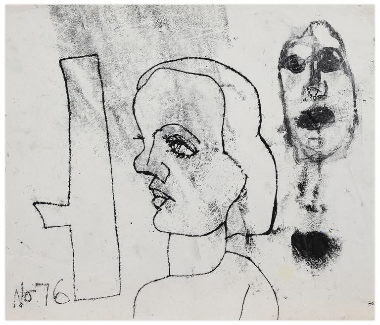 Catalogue raisonné, Norris Embry, Sans titre (Femme de profil et masque), 1976