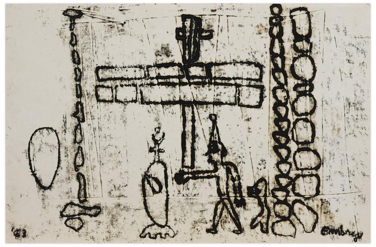 Catalogue raisonné, Norris Embry, Sans titre (Clown de profil bras tendu), 1963