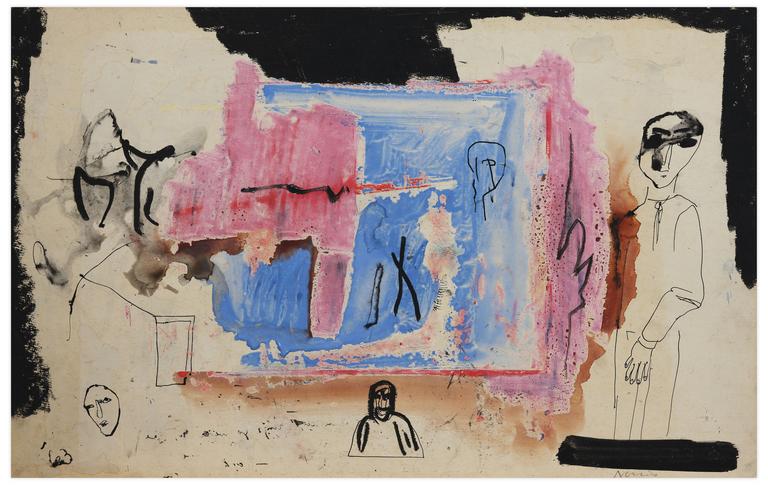 Catalogue raisonné, Norris Embry, Sans titre (Homme debout, figure en buste et masque), 1963