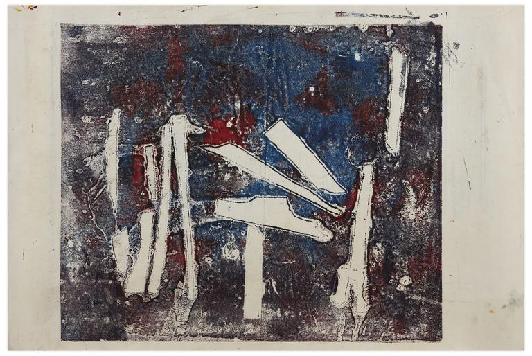 Catalogue raisonné, Norris Embry, Sans titre (Abstraction bleu et rouge), vers 1955-60
