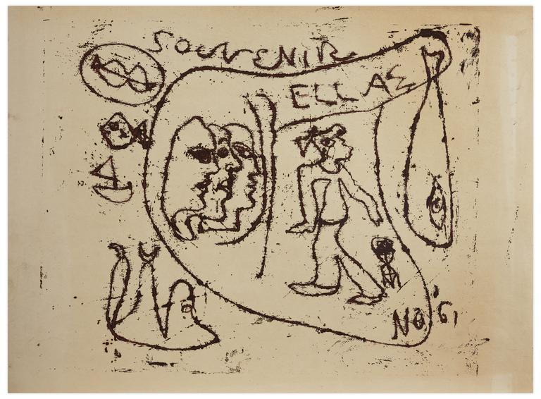 Catalogue raisonné, Norris Embry, Souvenir d'Hellas (Trois visages de profil et figure debout), 1961