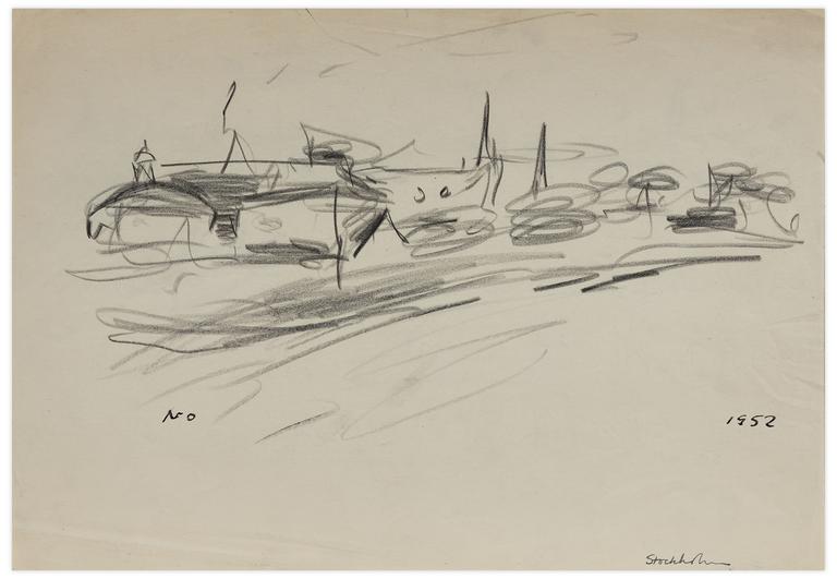 Catalogue raisonné, Norris Embry, Stockholm, bord de rivière, 1952