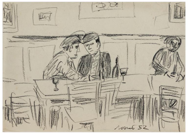 Catalogue raisonné, Norris Embry, Stockholm, scène de café, 1952