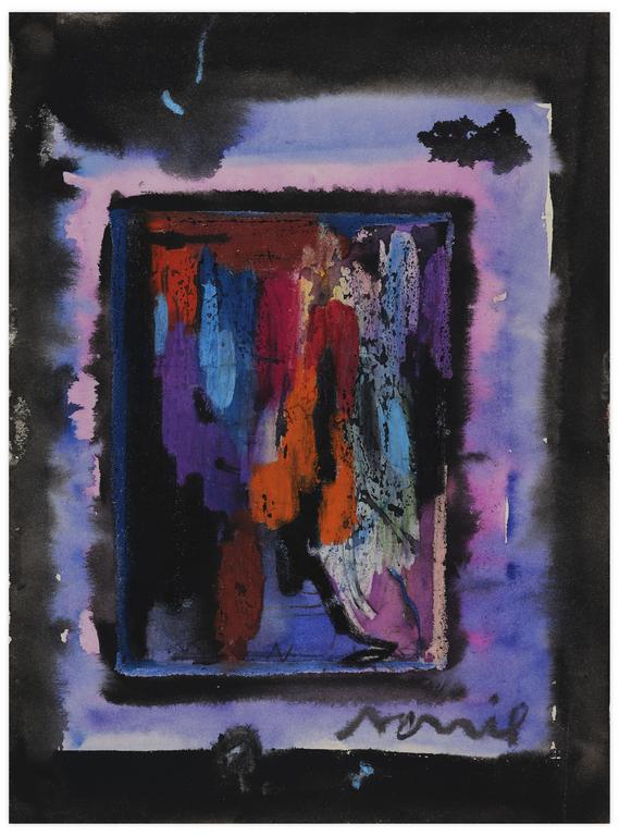 Catalogue raisonné, Norris Embry, Sans titre (Composition orange, pourpre, noire), vers 1965