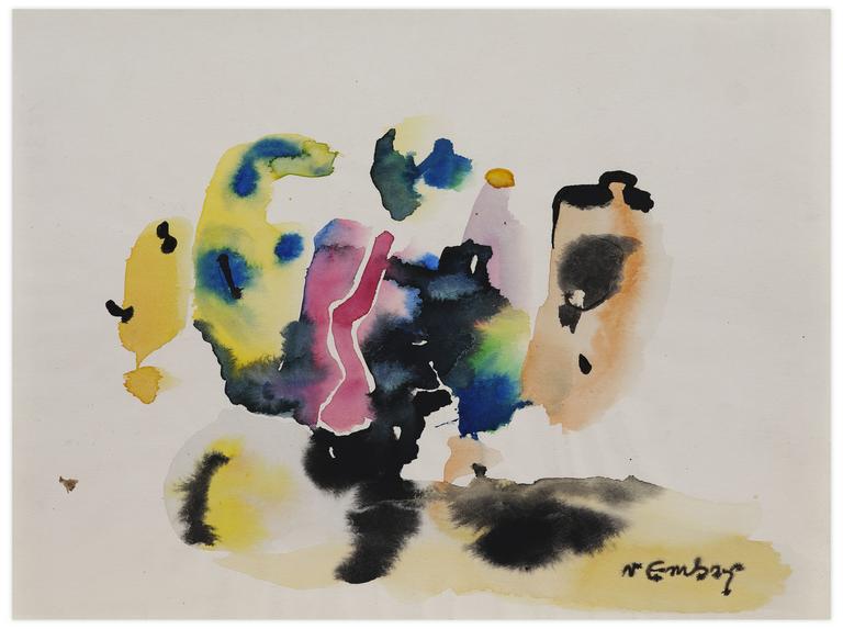 Catalogue raisonné, Norris Embry, Sans titre (Composition jaune, rouge, noire), vers 1960-65
