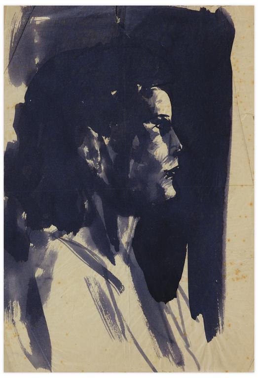 Catalogue raisonné, Norris Embry, Sans titre (femme de profil, en pourpre), vers 1940-50