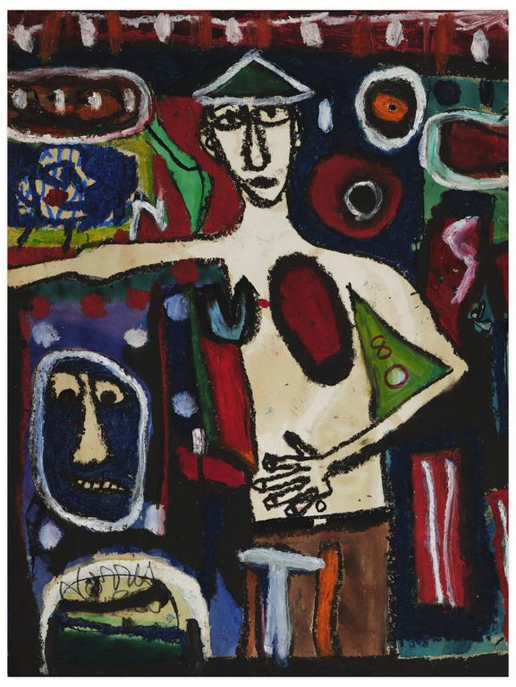 Catalogue raisonné, Norris Embry, Sans titre (Homme bras tendu, recto); Femme debout (verso), 1980