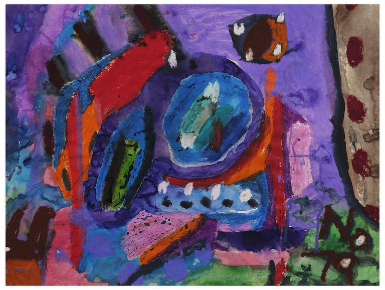 Catalogue raisonné, Norris Embry, Sans titre (Forme rouge, recto); Composition (verso), 1979