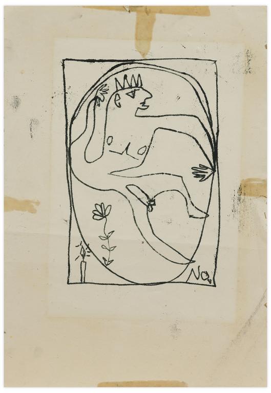 Catalogue raisonné, Norris Embry, Sans titre (Figure flottante, fleur et bougie), vers 1959