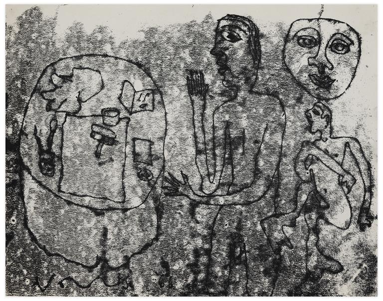Catalogue raisonné, Norris Embry, Sans titre (Deux hommes nus, masque, table), 1966