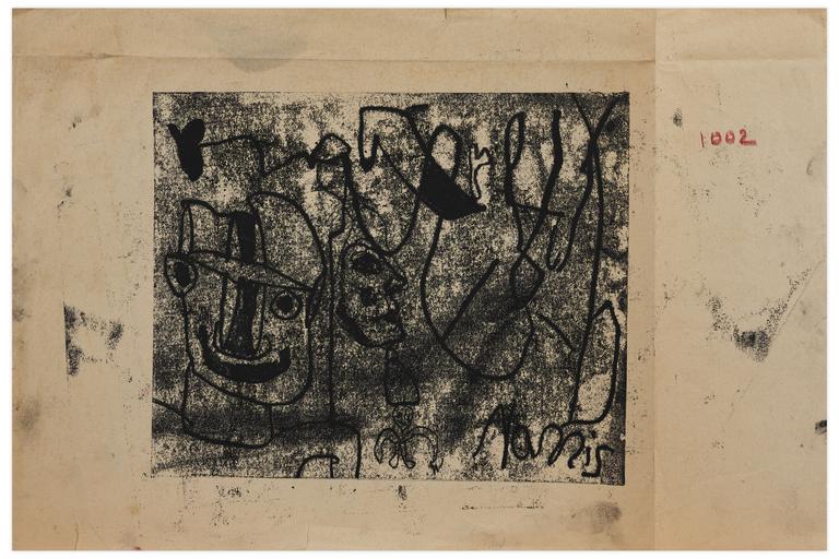 Catalogue raisonné, Norris Embry, Sans titre (Clown de profil et visage souriant), vers 1963