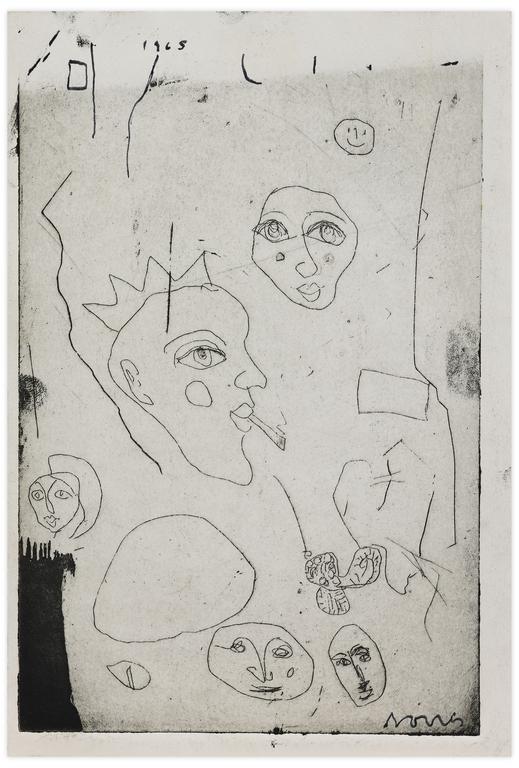 Catalogue raisonné, Norris Embry, Sans titre (Profil couronné à la cigarette), premier état, 1965