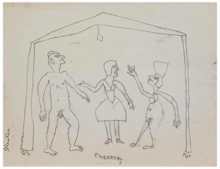 Catalogue raisonné, Norris Embry, Théâtre (Trois figures debouts), 1966
