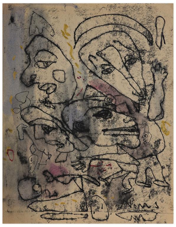 Catalogue raisonné, Norris Embry, Sans titre (Masques et figure debout de profil), vers 1963