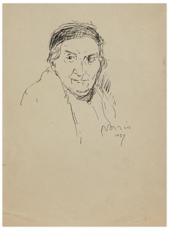 Catalogue raisonné, Norris Embry, Sans titre (Portrait d'homme en buste, d'après Rembrandt), 1957