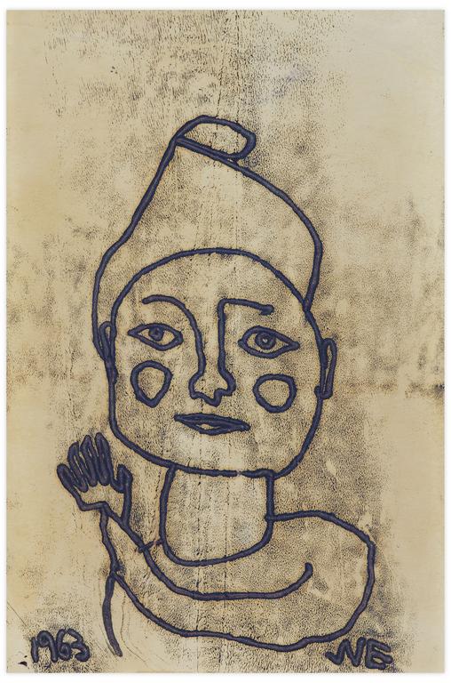 Catalogue raisonné, Norris Embry, Sans titre (Clow en buste bras levé), 1963