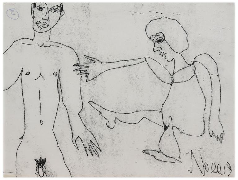 Catalogue raisonné, Norris Embry, Sans titre (Homme nu debout et femme nu accroupie), vers 1963