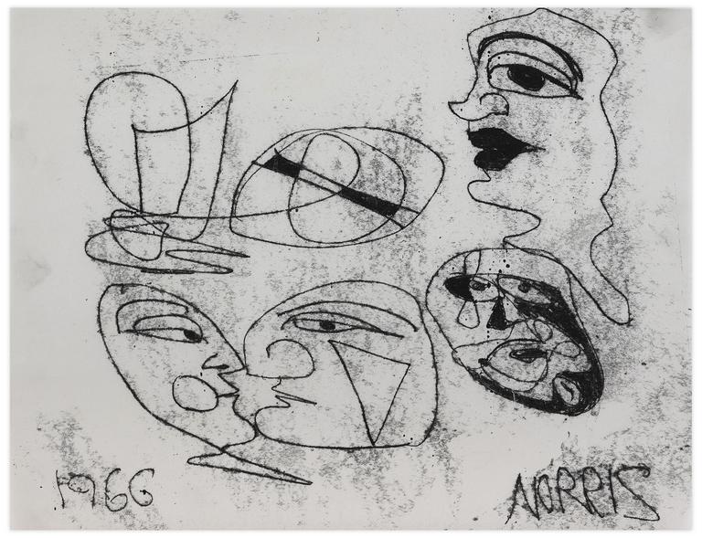 Catalogue raisonné, Norris Embry, Sans titre (Trois visages de profil), 1966
