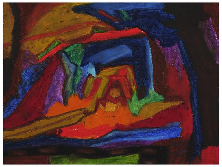 Catalogue raisonné, Norris Embry, Sans titre (Composition abstraite, centre orange et bleu), 1979