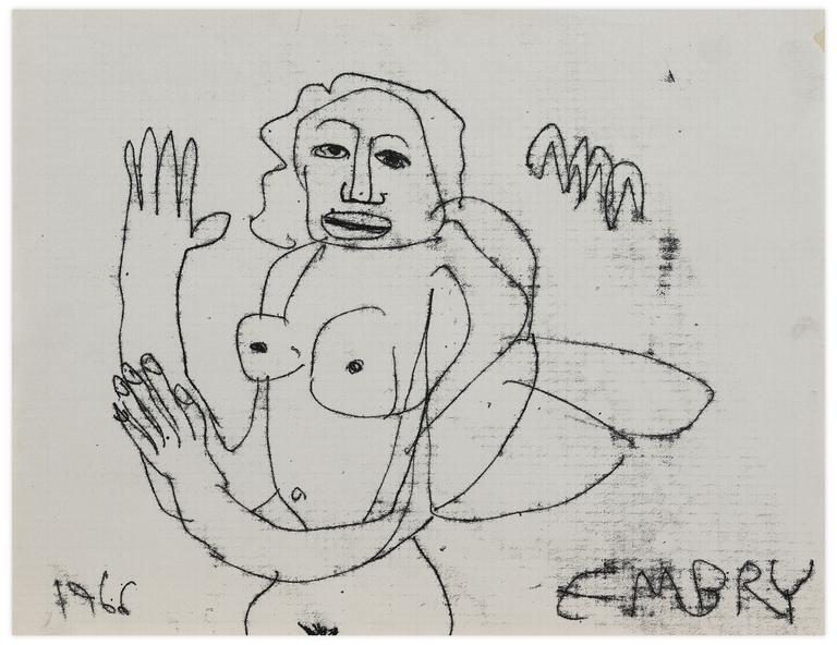 Catalogue raisonné, Norris Embry, Sans titre (Femme nue à mi-corp, bras levés), 1966