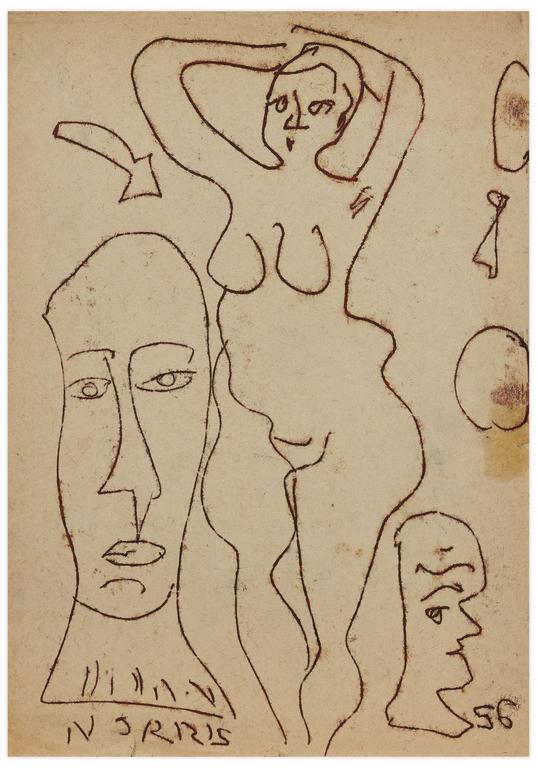 Catalogue raisonné, Norris Embry, Sans titre (Femme nue bras levés, figure en buste), 1956