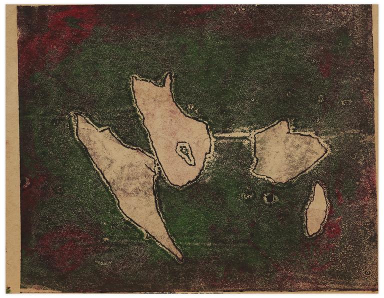 Catalogue raisonné, Norris Embry, Sans titre (Composition, formes blanches, fond vert), 1962