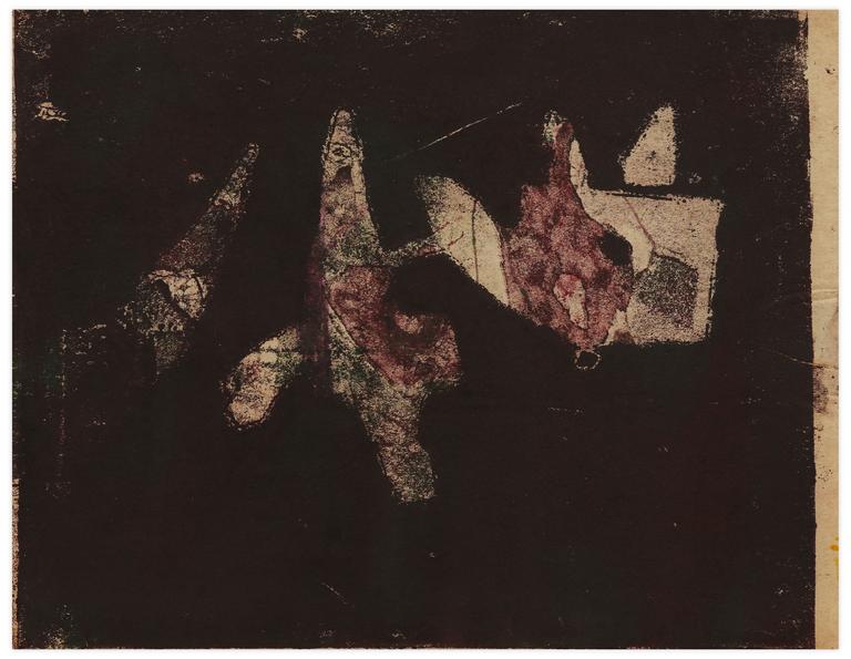 Catalogue raisonné, Norris Embry, Sans titre (Composition rouge, quatre formes blanches), vers 1962