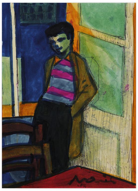 Catalogue raisonné, Norris Embry, Sans titre (Jeune homme adossé à une porte), vers 1959