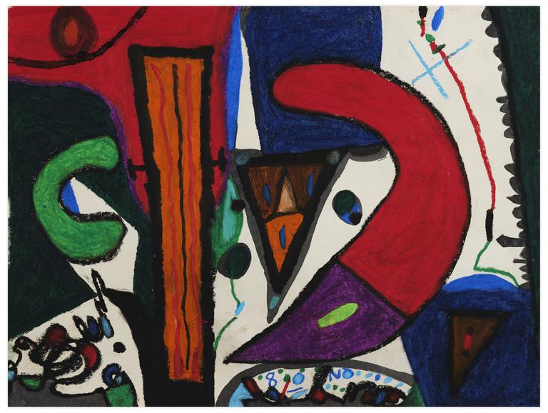 Catalogue raisonné, Norris Embry, Sans titre (Composition abstraite, colonne orange), 1980