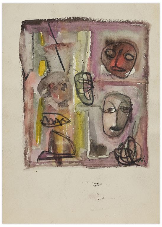 Catalogue raisonné, Norris Embry, Sans titre (Deux masques), 1961