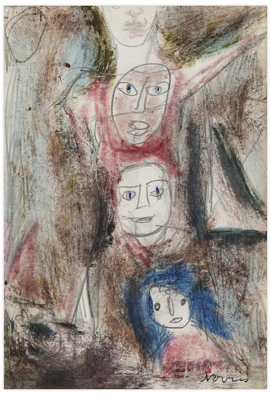 Catalogue raisonné, Norris Embry, Sans titre (Visages et masques alignés), vers 1956