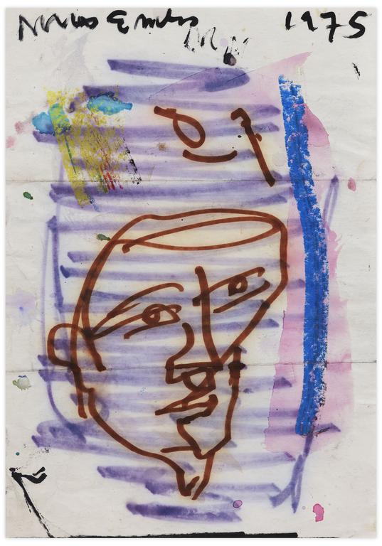 Catalogue raisonné, Norris Embry, Sans titre (Visage d'homme, ligne bleu), 1975