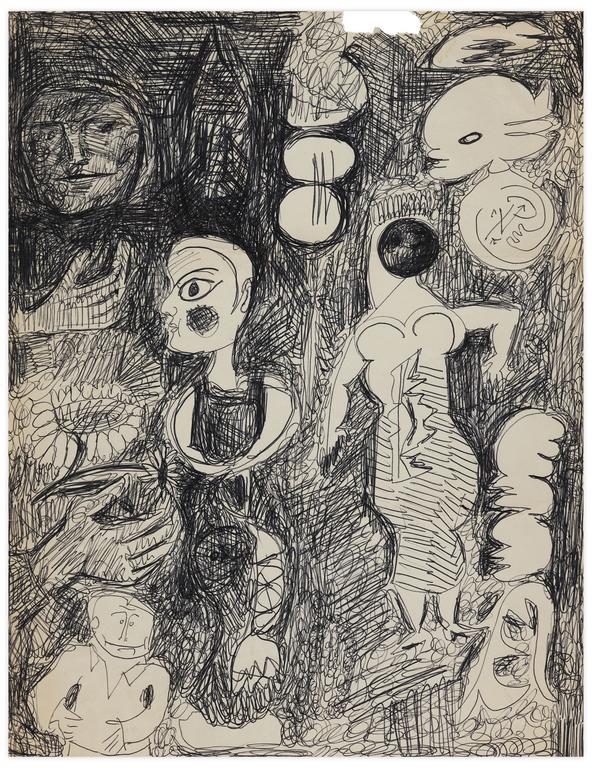Catalogue raisonné, Norris Embry, Sans titre (Personnages), 1954