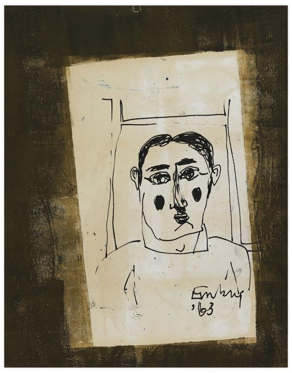 Catalogue raisonné, Norris Embry, Sans titre (Homme en buste, bordure verte), 1963